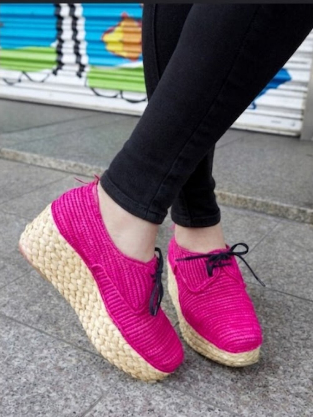 CARVEN X ROBERT CLERGERIE Raffia Platform Wedge Espadrille Sz EU36  US5.5